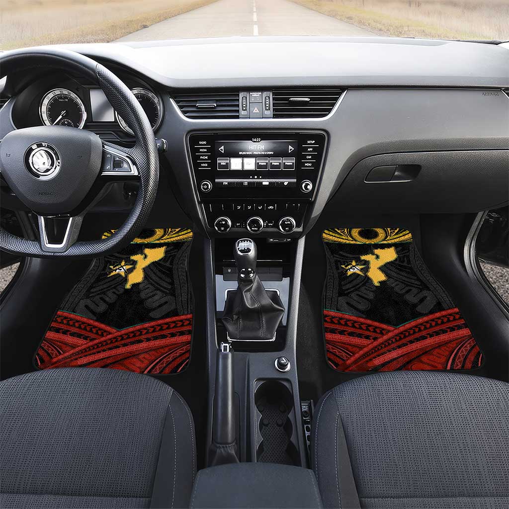 Mozambique Car Mats with Black Red Tribal Design and National Map Pattern - Wonder Print Shop