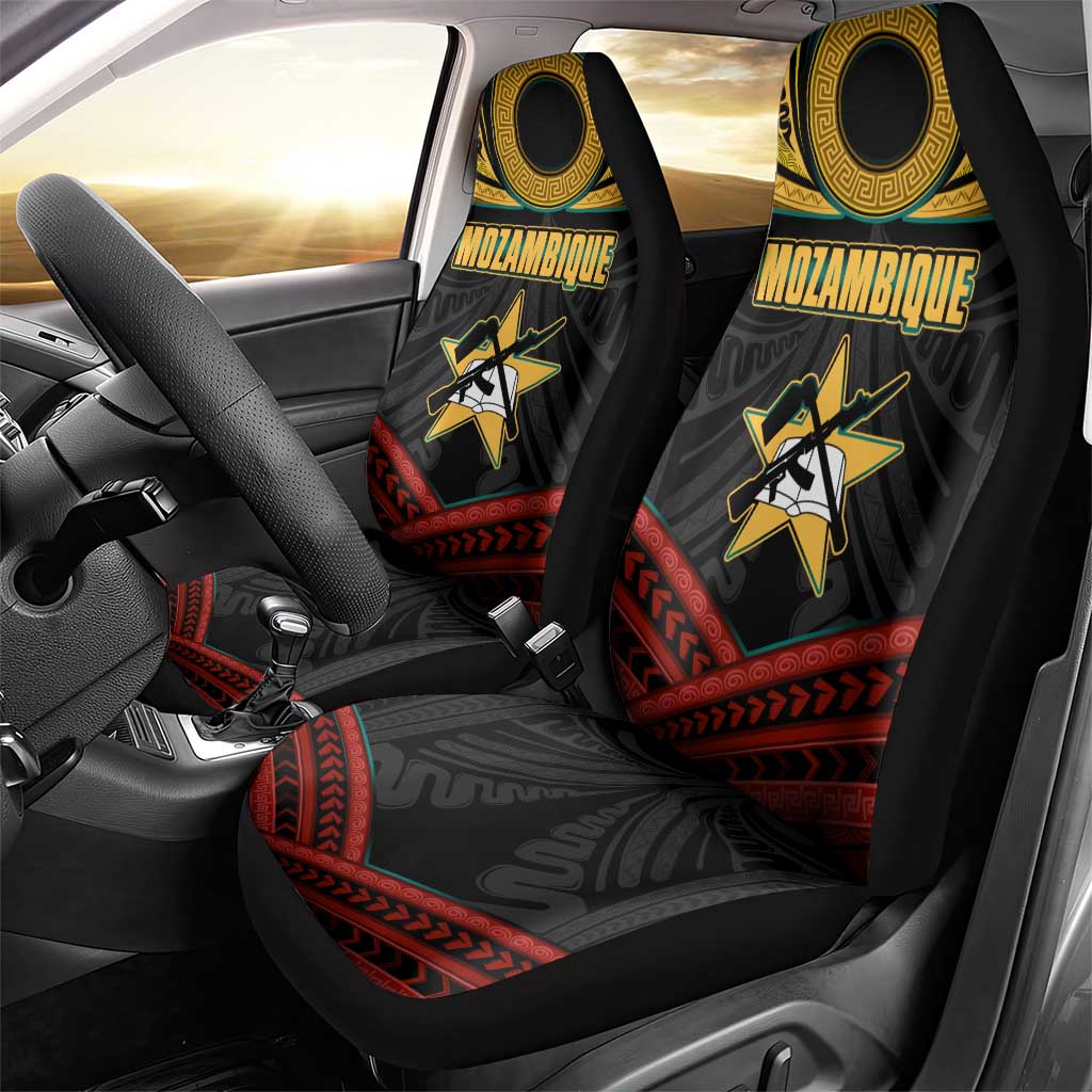 Mozambique Car Seat Cover with Black Red Tribal Design and National Map Pattern - Wonder Print Shop