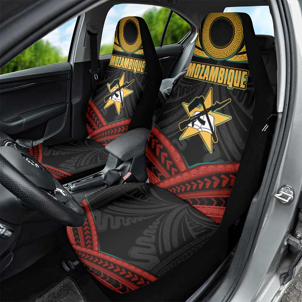 Mozambique Car Seat Cover with Black Red Tribal Design and National Map Pattern - Wonder Print Shop