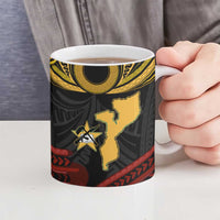 Mozambique Ceramic Mug with Black Red Tribal Design and National Map Pattern - Wonder Print Shop