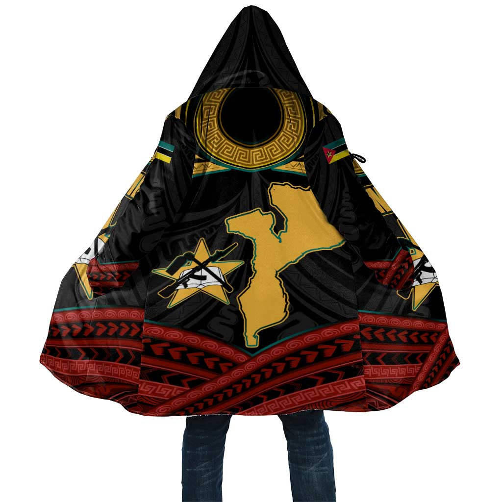 Mozambique Cloak with Black Red Tribal Design and National Map Pattern - Wonder Print Shop