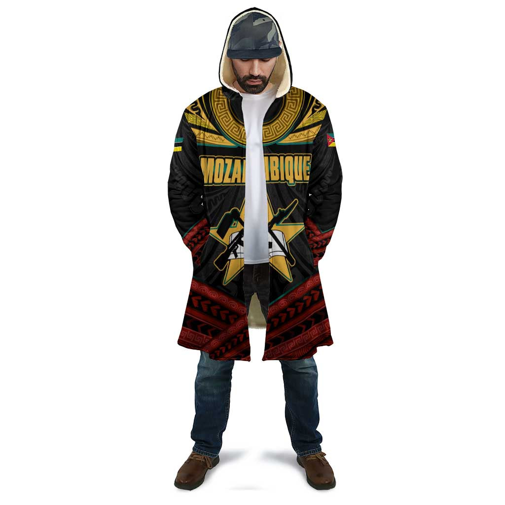 Mozambique Cloak with Black Red Tribal Design and National Map Pattern - Wonder Print Shop