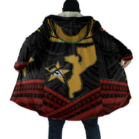 Mozambique Cloak with Black Red Tribal Design and National Map Pattern - Wonder Print Shop