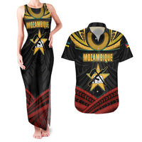 Mozambique Couples Matching Tank Maxi Dress and Hawaiian Shirt with Black Red Tribal Design and National Map Pattern - Wonder Print Shop