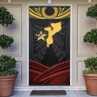 Mozambique Door Cover with Black Red Tribal Design and National Map Pattern - Wonder Print Shop