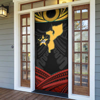 Mozambique Door Cover with Black Red Tribal Design and National Map Pattern - Wonder Print Shop