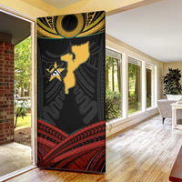 Mozambique Door Cover with Black Red Tribal Design and National Map Pattern - Wonder Print Shop