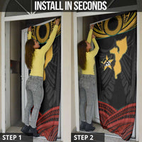 Mozambique Door Cover with Black Red Tribal Design and National Map Pattern - Wonder Print Shop