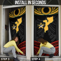 Mozambique Door Cover with Black Red Tribal Design and National Map Pattern - Wonder Print Shop
