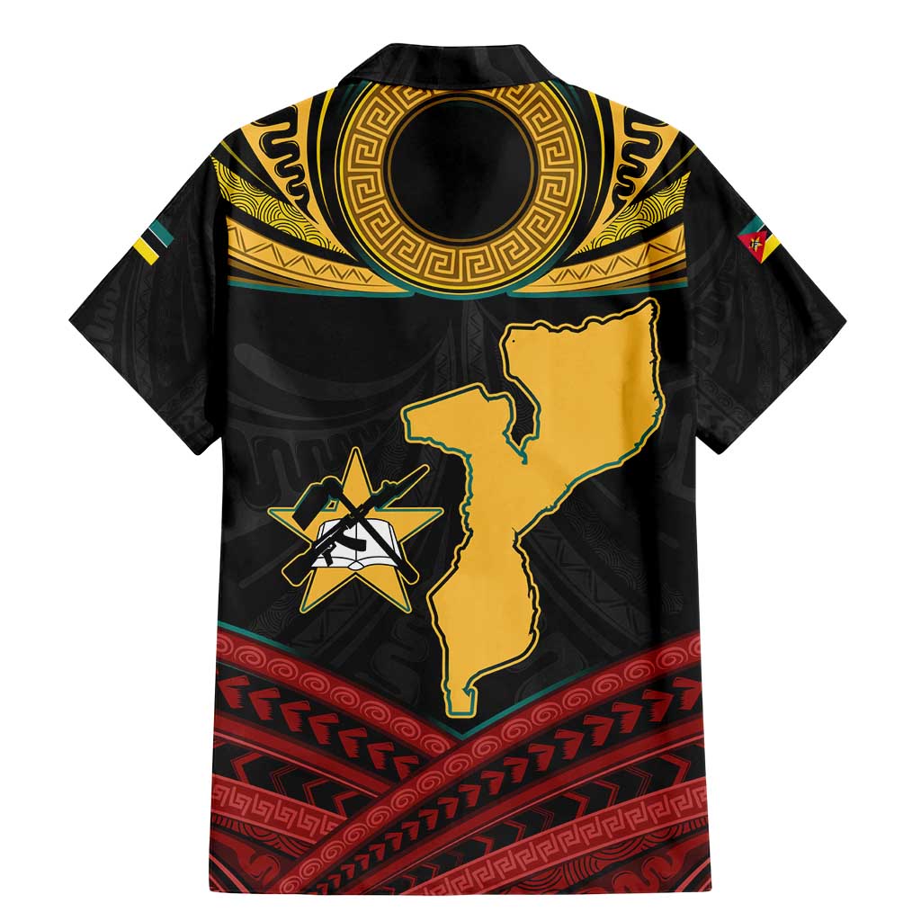 Mozambique Family Matching Mermaid Dress and Hawaiian Shirt with Black Red Tribal Design and National Map Pattern - Wonder Print Shop