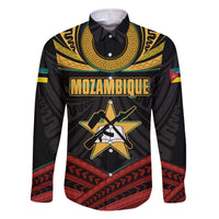 Mozambique Family Matching Off The Shoulder Long Sleeve Dress and Hawaiian Shirt with Black Red Tribal Design and National Map Pattern - Wonder Print Shop