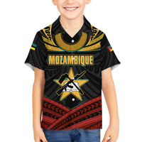 Mozambique Family Matching Off The Shoulder Long Sleeve Dress and Hawaiian Shirt with Black Red Tribal Design and National Map Pattern - Wonder Print Shop