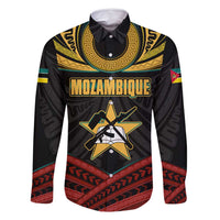 Mozambique Family Matching Off Shoulder Short Dress and Hawaiian Shirt with Black Red Tribal Design and National Map Pattern - Wonder Print Shop