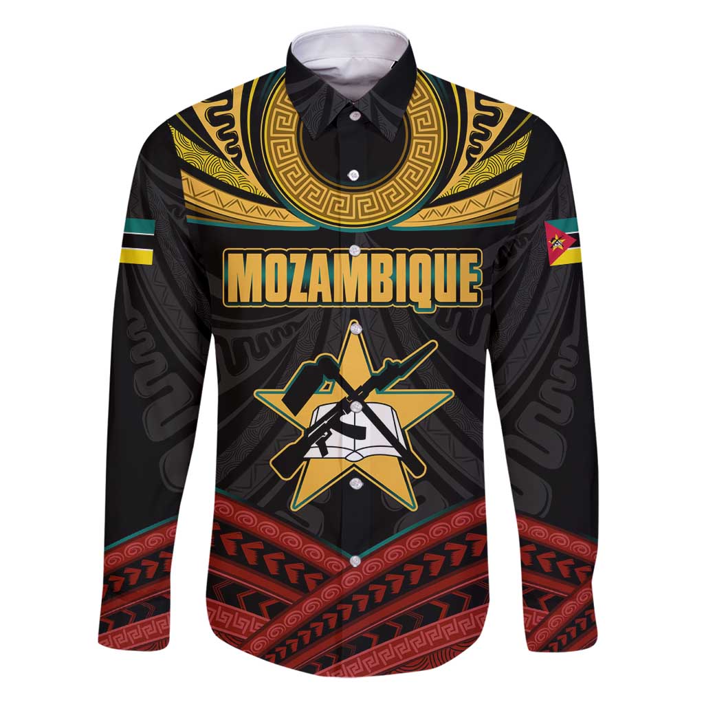 Mozambique Family Matching Puletasi and Hawaiian Shirt with Black Red Tribal Design and National Map Pattern - Wonder Print Shop