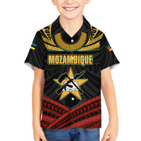 Mozambique Family Matching Short Sleeve Bodycon Dress and Hawaiian Shirt with Black Red Tribal Design and National Map Pattern - Wonder Print Shop