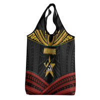 Mozambique Grocery Bag with Black Red Tribal Design and National Map Pattern - Wonder Print Shop