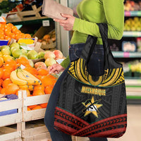 Mozambique Grocery Bag with Black Red Tribal Design and National Map Pattern - Wonder Print Shop