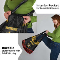 Mozambique Grocery Bag with Black Red Tribal Design and National Map Pattern - Wonder Print Shop