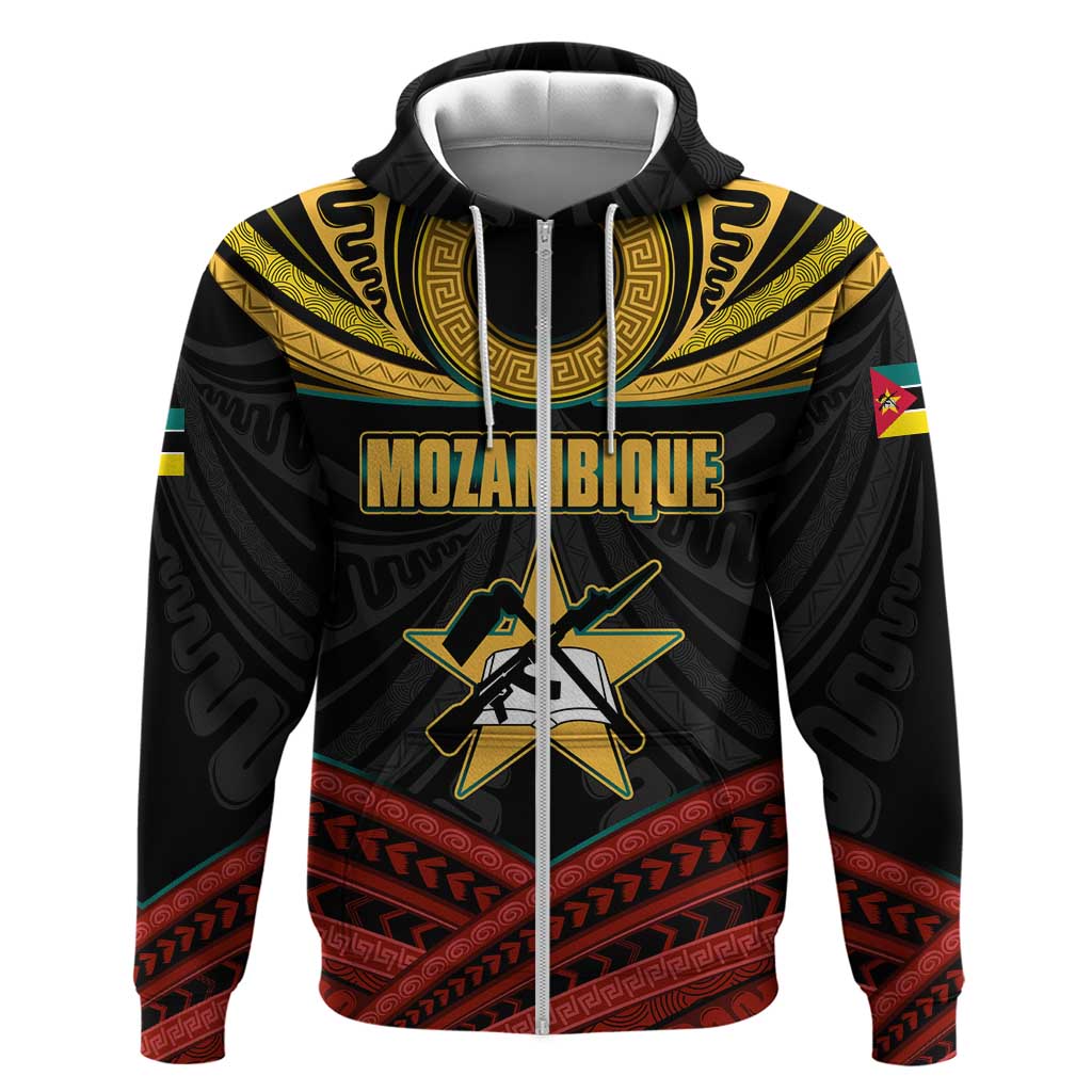 Mozambique Hoodie with Black Red Tribal Design and National Map Pattern - Wonder Print Shop