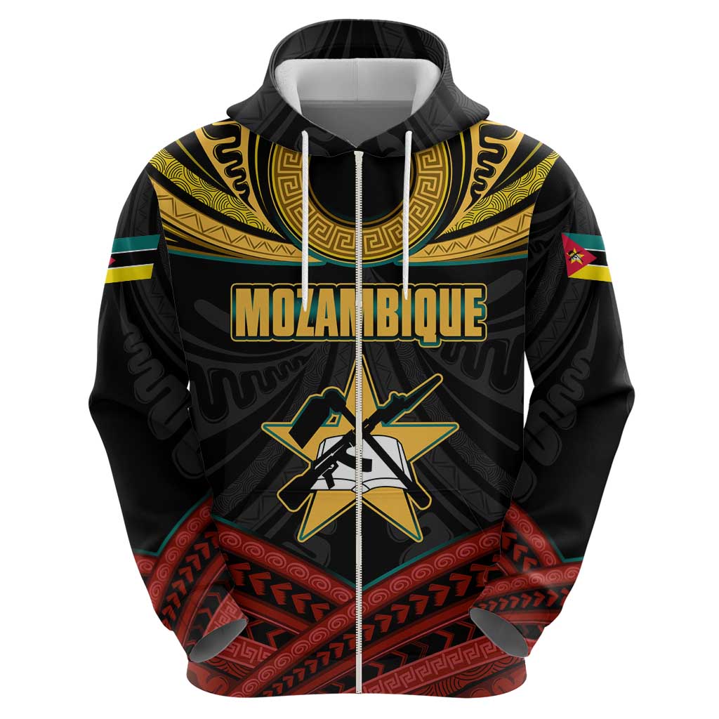 Mozambique Hoodie with Black Red Tribal Design and National Map Pattern - Wonder Print Shop