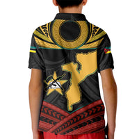 Mozambique Kid Polo Shirt with Black Red Tribal Design and National Map Pattern - Wonder Print Shop