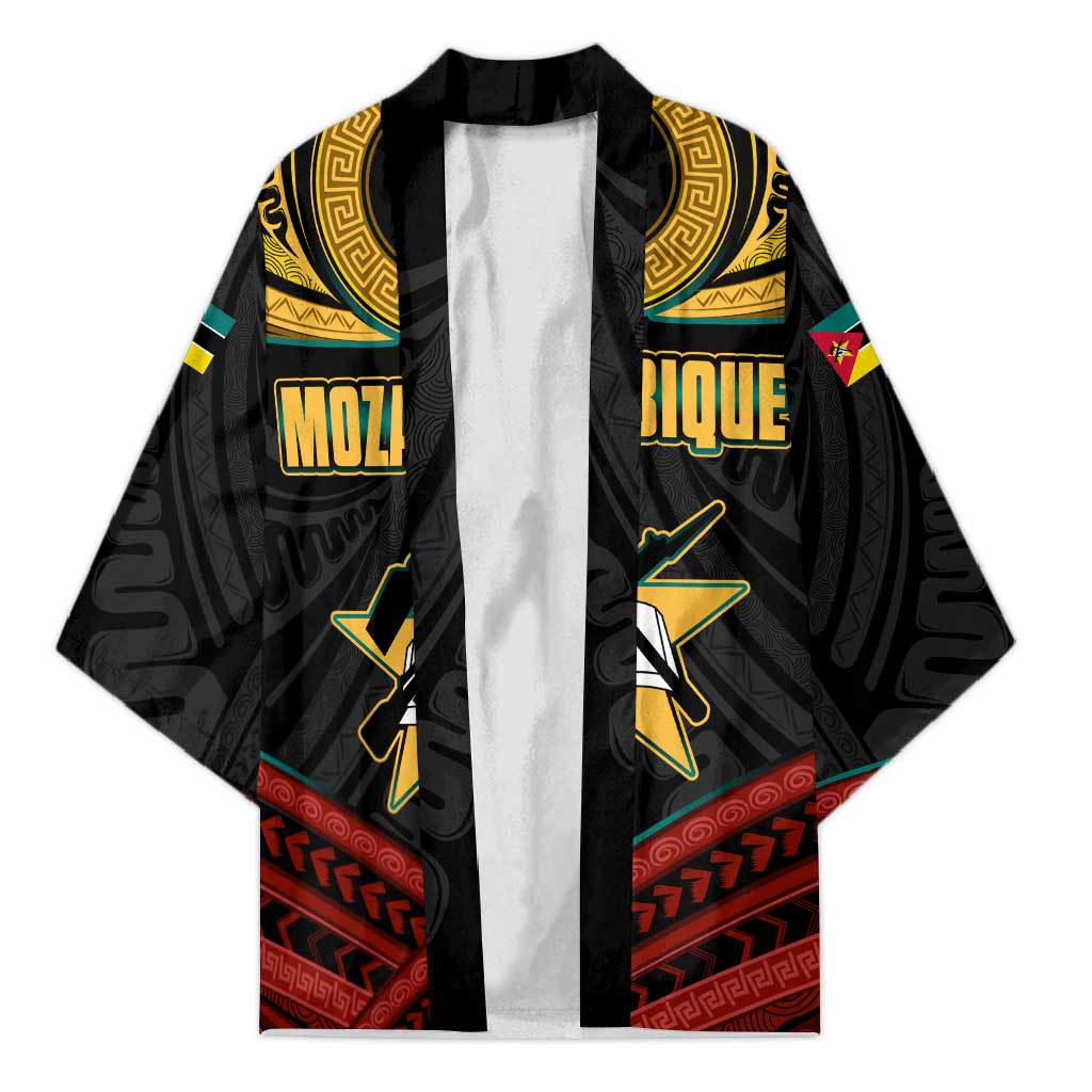 Mozambique Kimono with Black Red Tribal Design and National Map Pattern - Wonder Print Shop