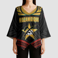 Mozambique Kimono Sleeve Blouse with Black Red Tribal Design and National Map Pattern - Wonder Print Shop