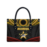 Mozambique Leather Bag with Black Red Tribal Design and National Map Pattern - Wonder Print Shop