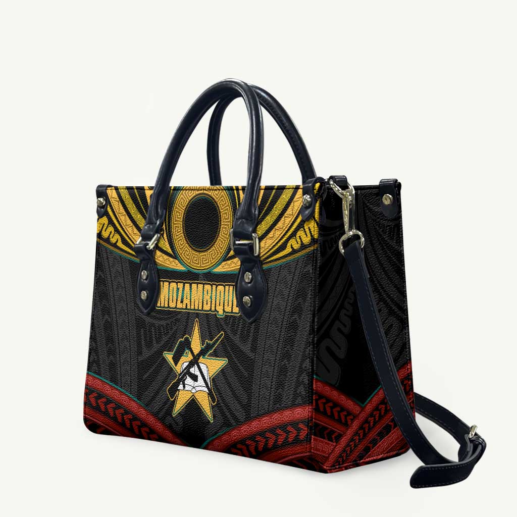 Mozambique Leather Bag with Black Red Tribal Design and National Map Pattern - Wonder Print Shop