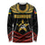 Mozambique Long Sleeve Shirt with Black Red Tribal Design and National Map Pattern - Wonder Print Shop