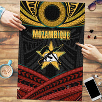 Mozambique Puzzle with Black Red Tribal Design and National Map Pattern - Wonder Print Shop