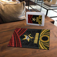Mozambique Puzzle with Black Red Tribal Design and National Map Pattern - Wonder Print Shop