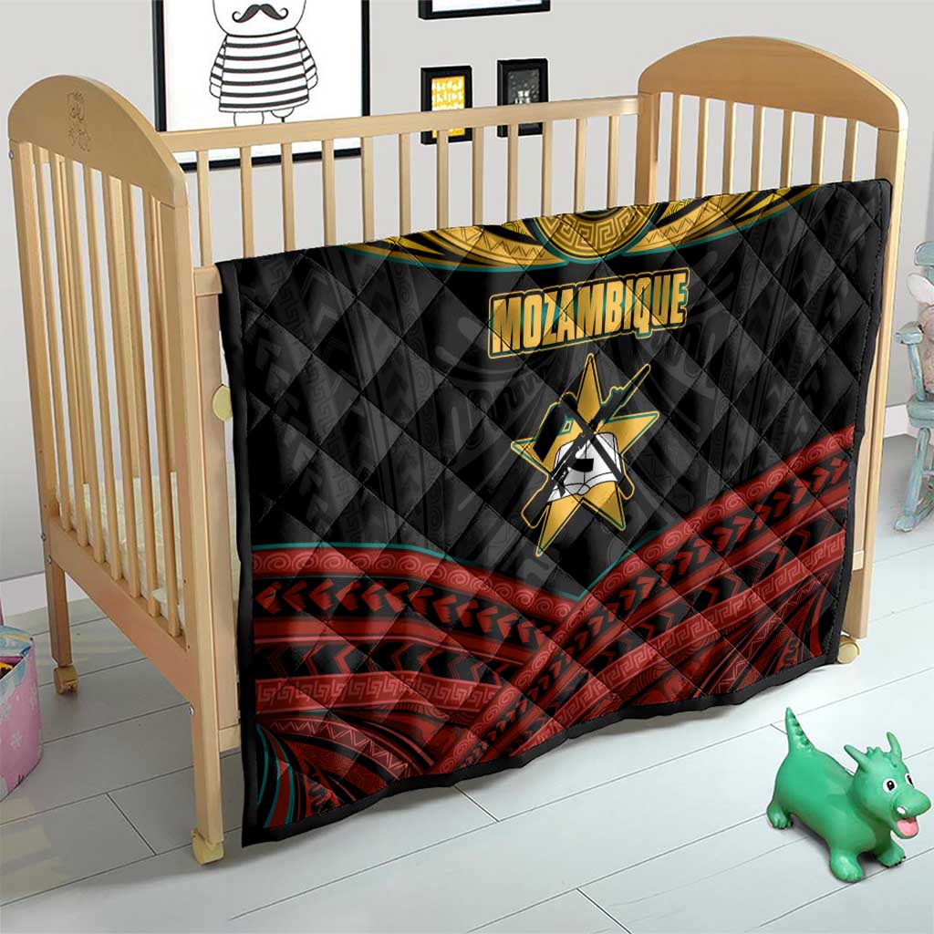Mozambique Quilt with Black Red Tribal Design and National Map Pattern - Wonder Print Shop