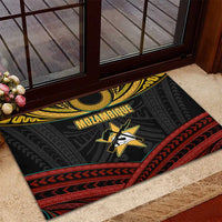 Mozambique Rubber Doormat with Black Red Tribal Design and National Map Pattern - Wonder Print Shop