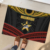 Mozambique Rubber Doormat with Black Red Tribal Design and National Map Pattern - Wonder Print Shop