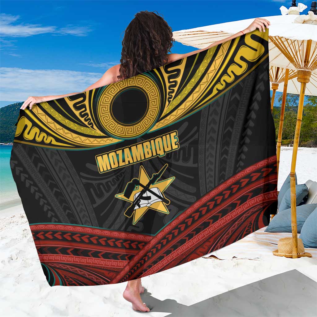 Mozambique Sarong with Black Red Tribal Design and National Map Pattern - Wonder Print Shop