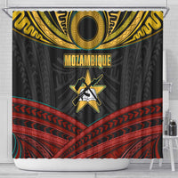 Mozambique Shower Curtain with Black Red Tribal Design and National Map Pattern - Wonder Print Shop