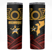 Mozambique Skinny Tumbler with Black Red Tribal Design and National Map Pattern - Wonder Print Shop