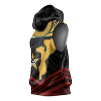 Mozambique Sleeveless Hoodie with Black Red Tribal Design and National Map Pattern - Wonder Print Shop