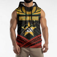 Mozambique Sleeveless Hoodie with Black Red Tribal Design and National Map Pattern - Wonder Print Shop