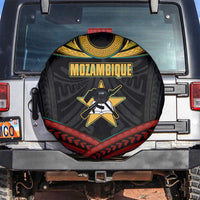 Mozambique Spare Tire Cover with Black Red Tribal Design and National Map Pattern - Wonder Print Shop