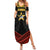 Mozambique Summer Maxi Dress with Black Red Tribal Design and National Map Pattern - Wonder Print Shop