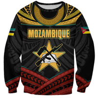 Mozambique Sweatshirt with Black Red Tribal Design and National Map Pattern - Wonder Print Shop