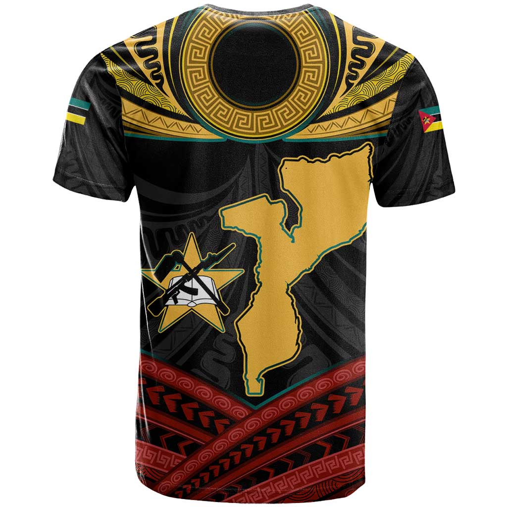 Mozambique T Shirt with Black Red Tribal Design and National Map Pattern - Wonder Print Shop