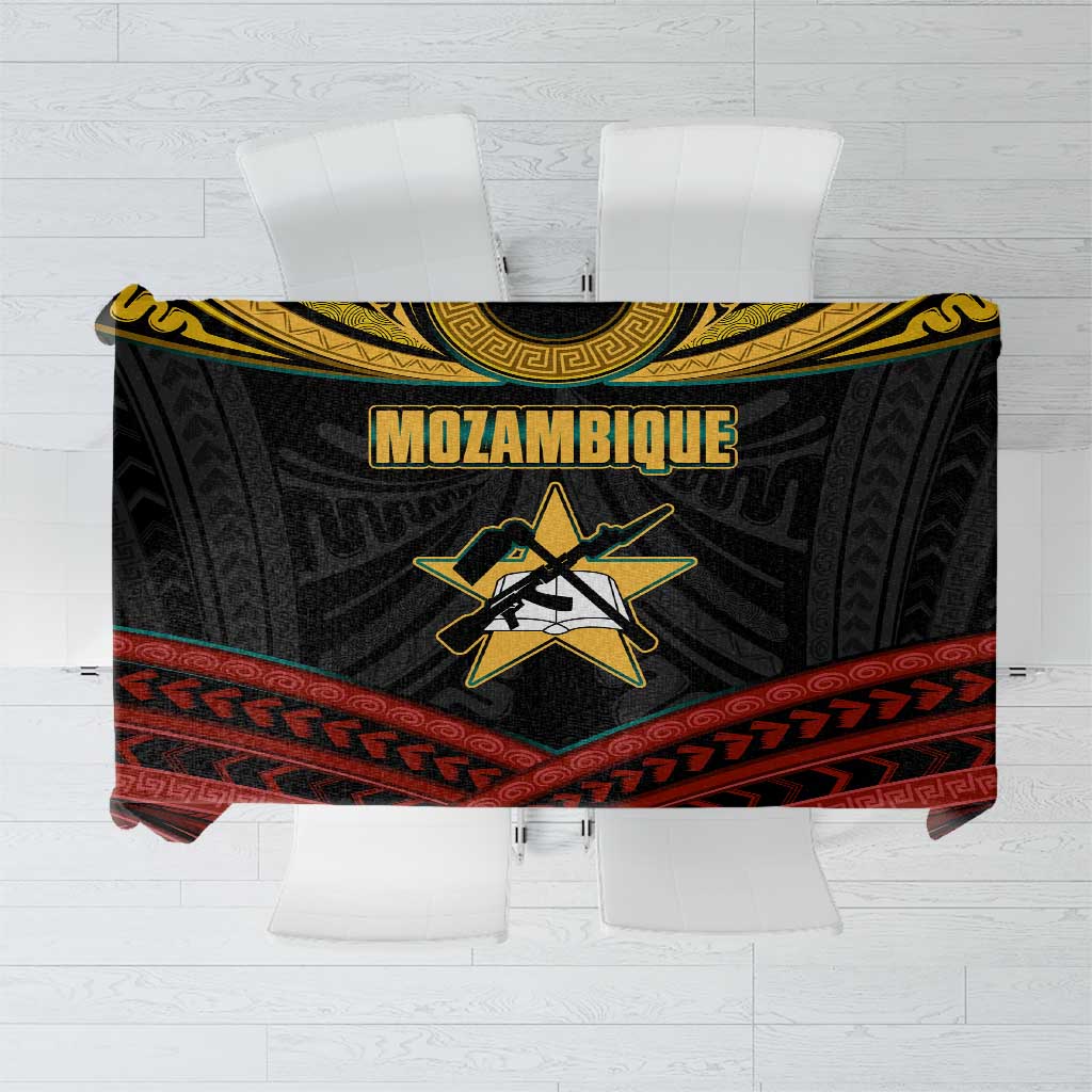 Mozambique Tablecloth with Black Red Tribal Design and National Map Pattern - Wonder Print Shop