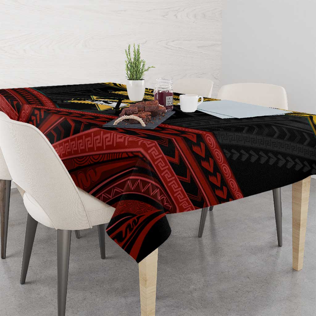 Mozambique Tablecloth with Black Red Tribal Design and National Map Pattern - Wonder Print Shop