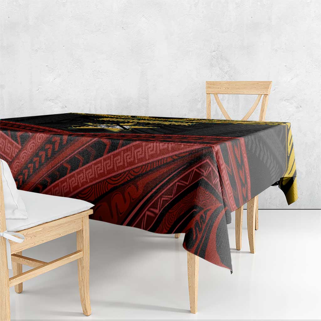 Mozambique Tablecloth with Black Red Tribal Design and National Map Pattern - Wonder Print Shop