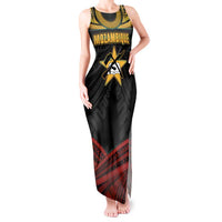 Mozambique Tank Maxi Dress with Black Red Tribal Design and National Map Pattern - Wonder Print Shop