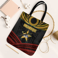Mozambique Tote Bag with Black Red Tribal Design and National Map Pattern - Wonder Print Shop
