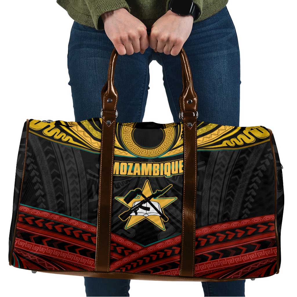 Mozambique Travel Bag with Black Red Tribal Design and National Map Pattern - Wonder Print Shop